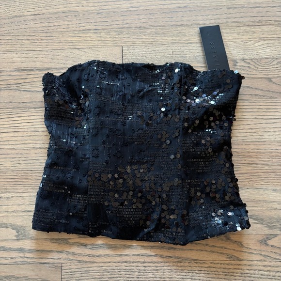 Lioness Tops - Lioness Shes All That Strapless Top Onyx Black Sequin Corset NWT Size S